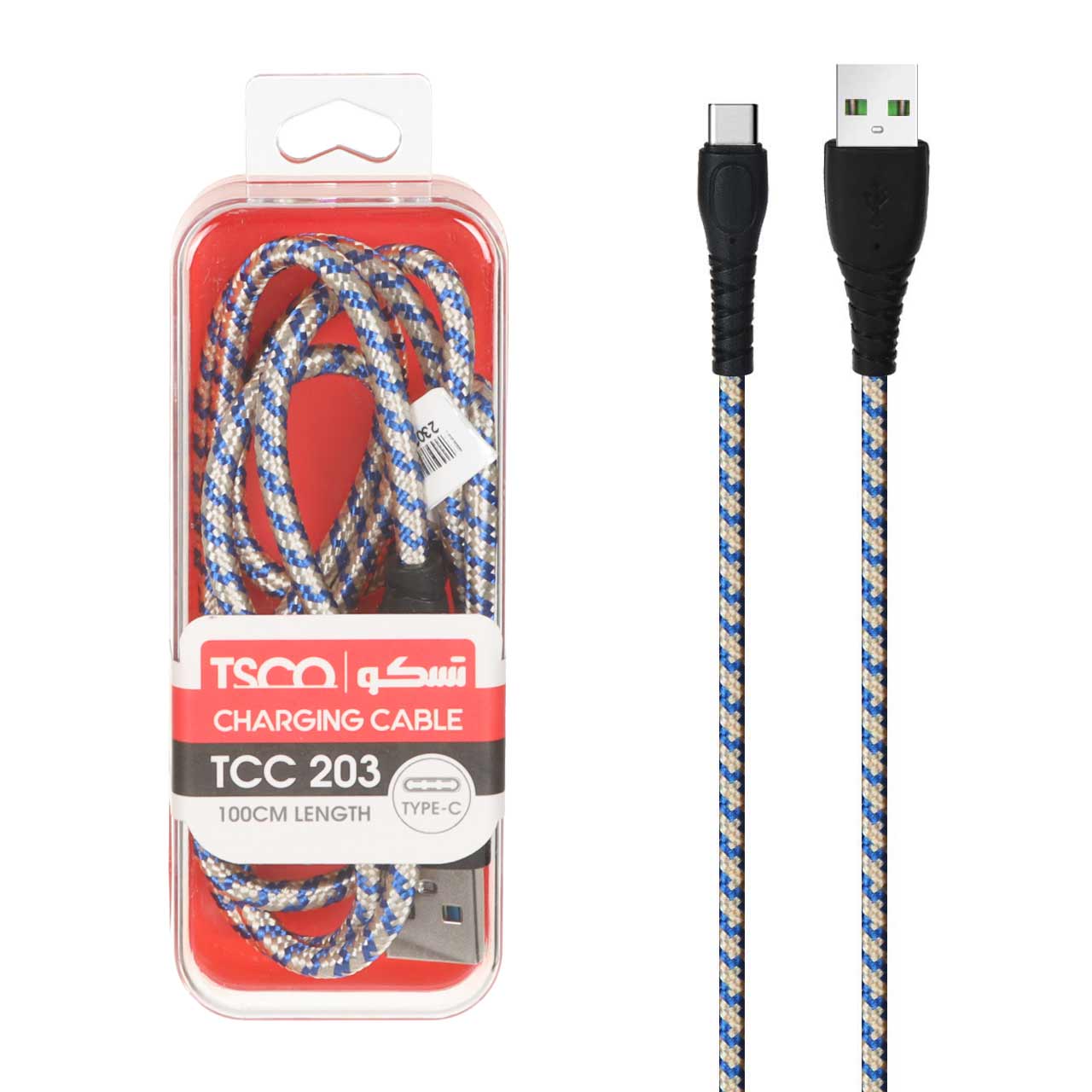 کابل شارژ ودیتا فست کنفی TSCO Type-C مدل TCC 203 - آبی کرم(گارانتی 12 ماهه TSCO)