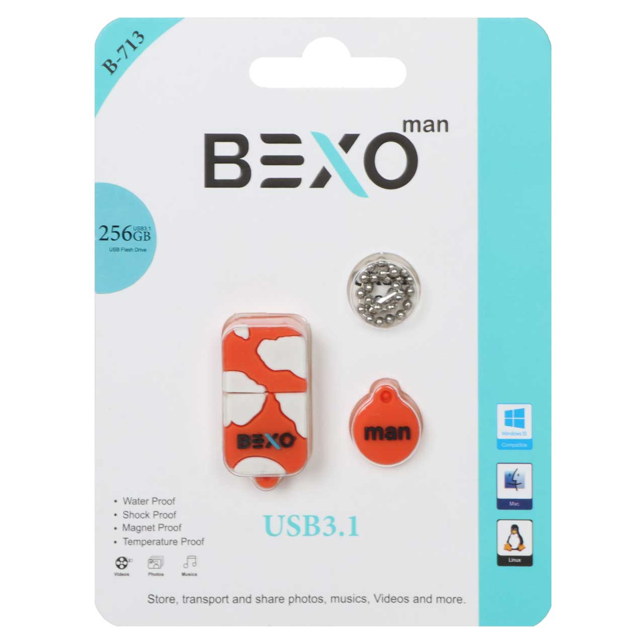BEXO B-713 USB3.1 Flash Memory-256GB (گارانتی داده پردازی آواتک) نارنجی