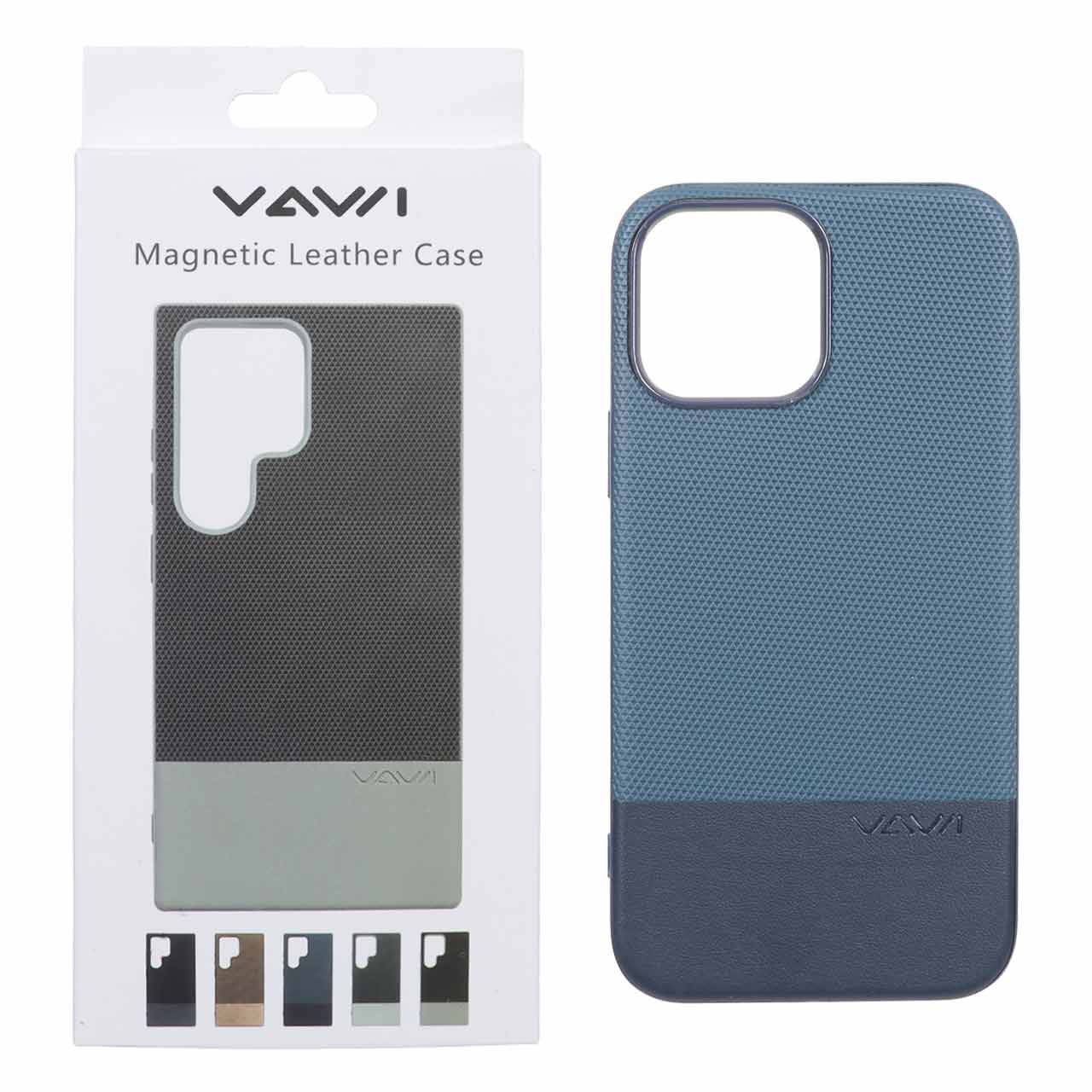 قاب Vawi چرمی دو تکه MagSafe مدل Apple iPhone 13 Pro Max - سرمه ای (پک دار)