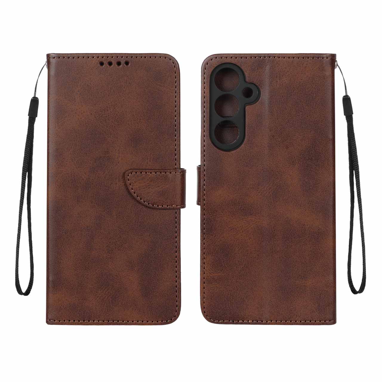 کیف چرمی موبایل مگنتی محافظ لنزدار Samsung Galaxy A35 - قهوه ای