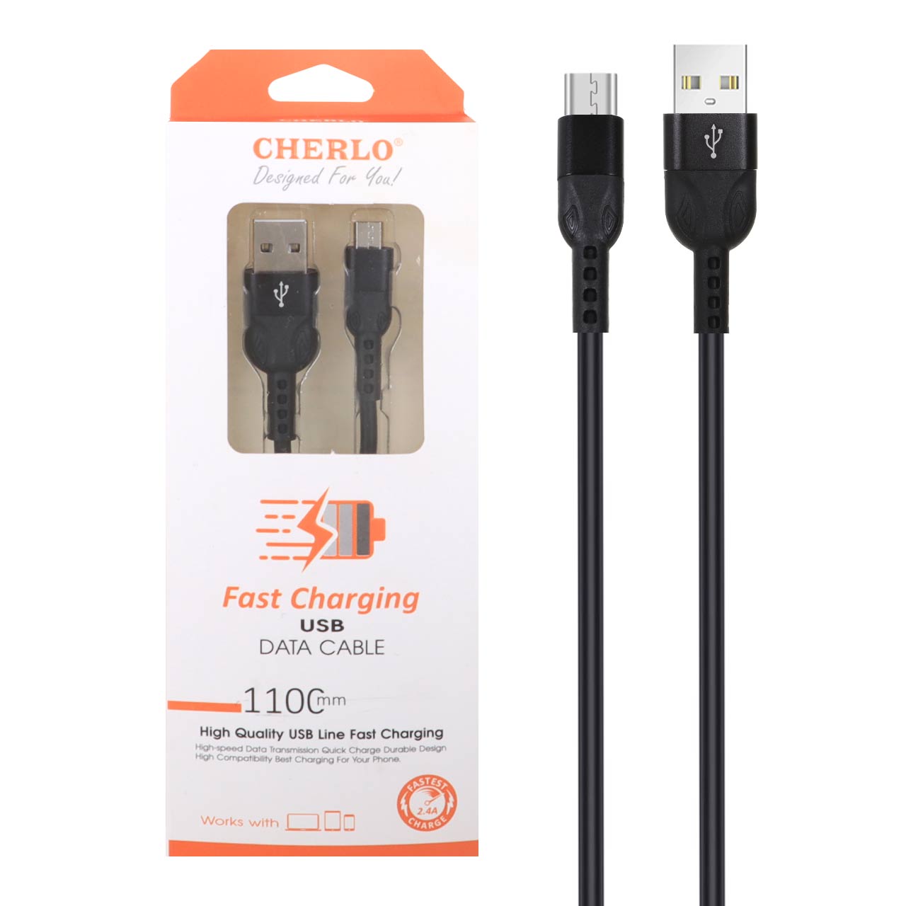 کابل شارژ 1.1 متری فست اندروید CHERLO مدل CH-V806 - مشکی - SMO