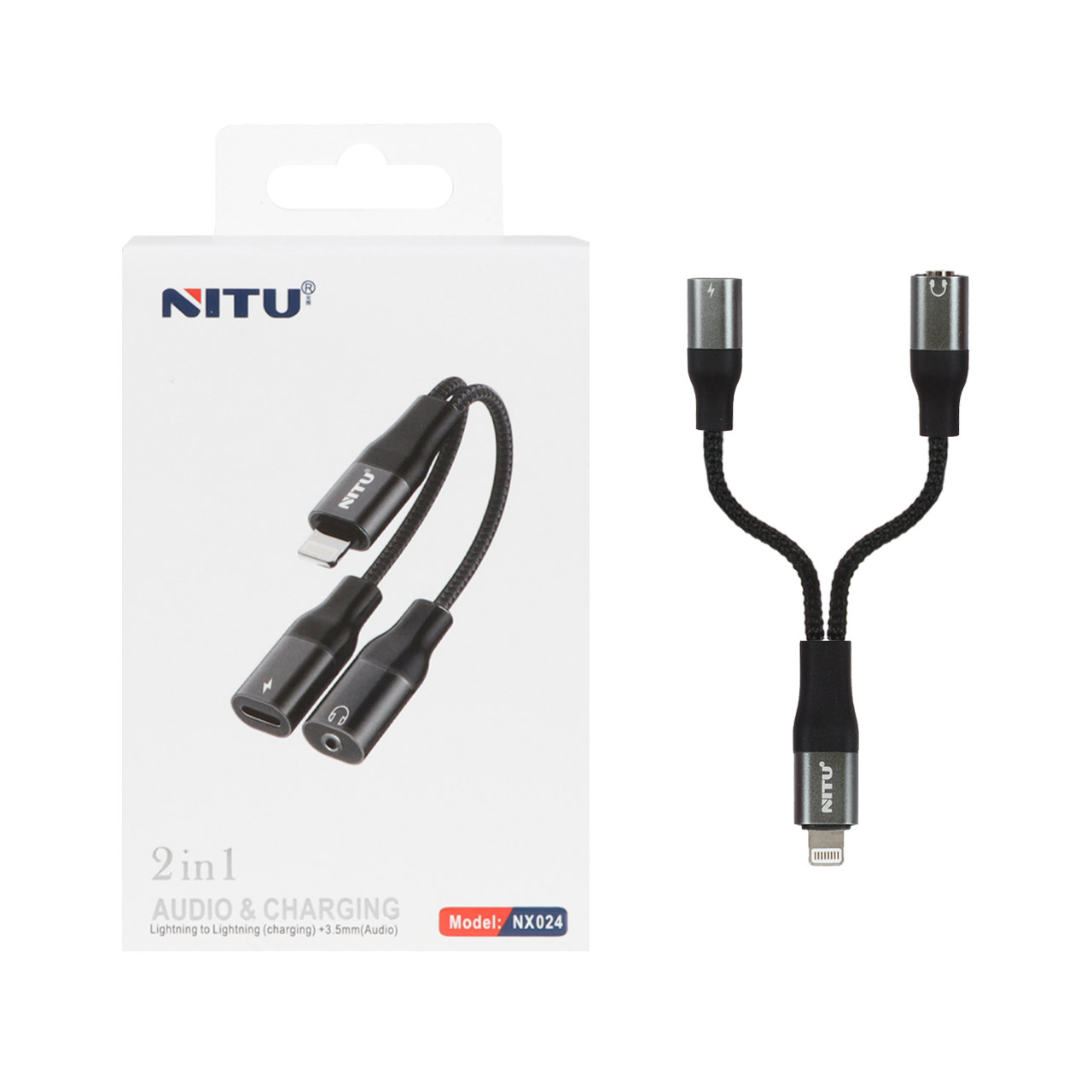 کابل تبدیل دو کاره NITU Lightning مدل NX024 - مشکی