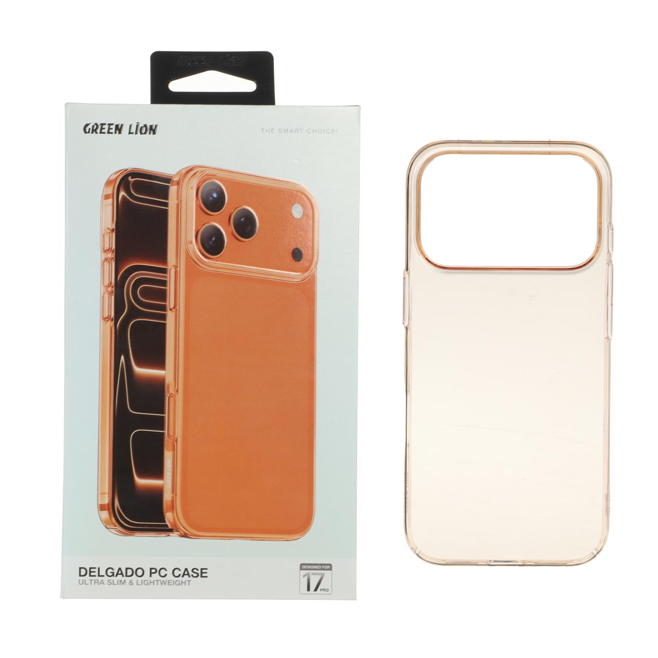 قاب اورجینال Green Lion شفاف Delgado Pc Case مدل Apple iPhone 17 Pro - نارنجی (پک دار)