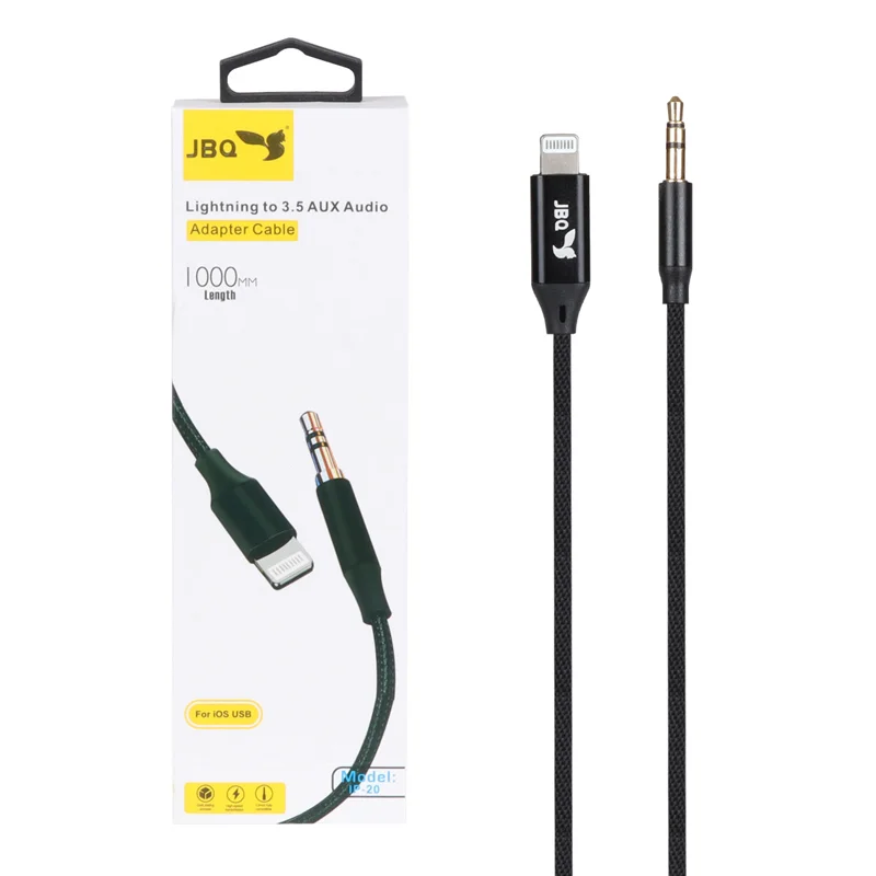 تبدیل JBQ AUX TO Lightning مدل IP-20 - مشکی (گارانتی یکساله رصاصی)