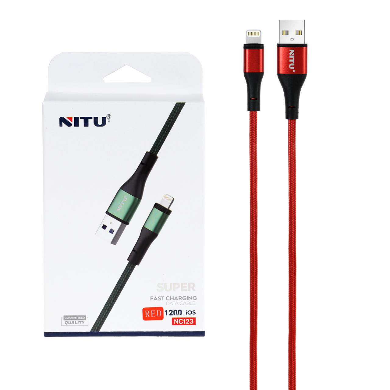 کابل شارژ فست آیفون NITU مدل NC123 - قرمز (گارانتی 18 ماه تعویض نیکان همراه)