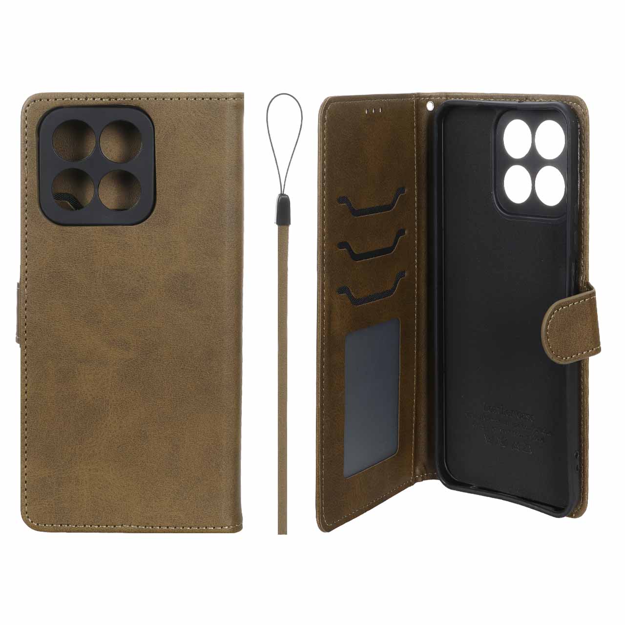 کیف موبایل مگنتی درجه یک داخل خز MNC Plus مدل Honor X7c - سبز زیتونی