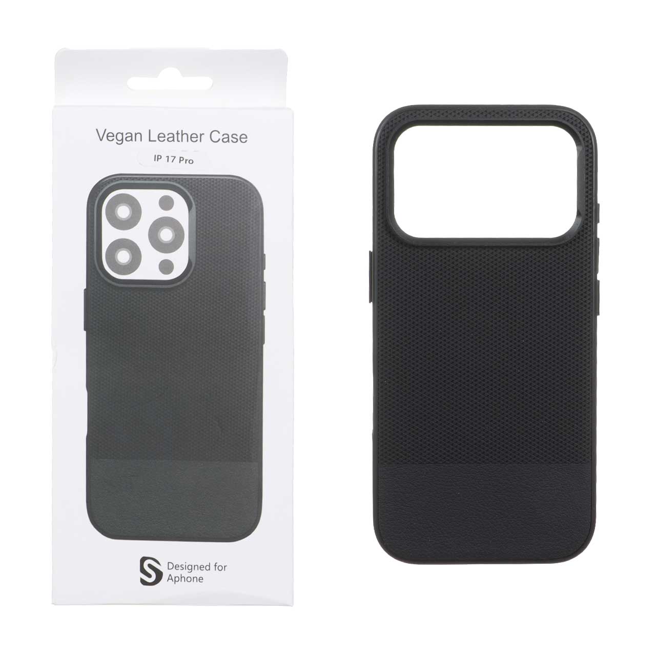 قاب اورجینال Vegan Leather Case چرمی دو تکه Apple iPhone 17 Pro - مشکی (پک دار) - MPS