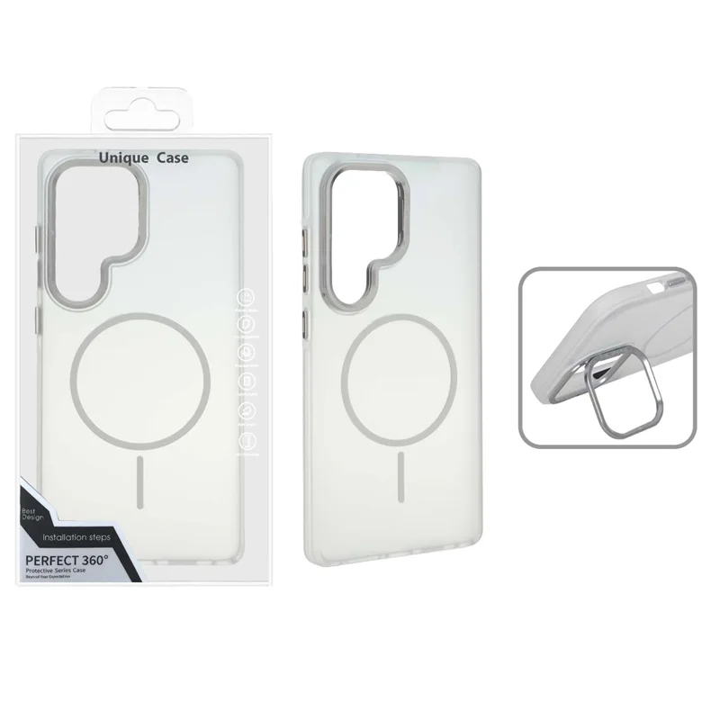قاب Bracket Lens مات MagSafe لنز استندشو Samsung Galaxy S25 Ultra - سفید (پک دار)
