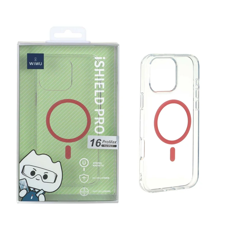 قاب اورجینال Wiwu ishield Pro کریستالی شفاف MagSafe مدل Apple iPhone 16 Pro Max - هلویی (پک دار)
