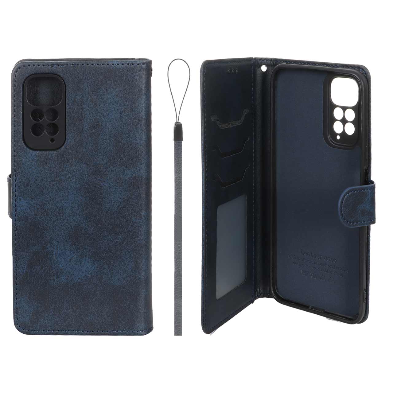 کیف موبایل مگنتی درجه یک داخل خز MNC Plus مدل Xiaomi Redmi Note 11 4G / Redmi Note 11S - سرمه ای