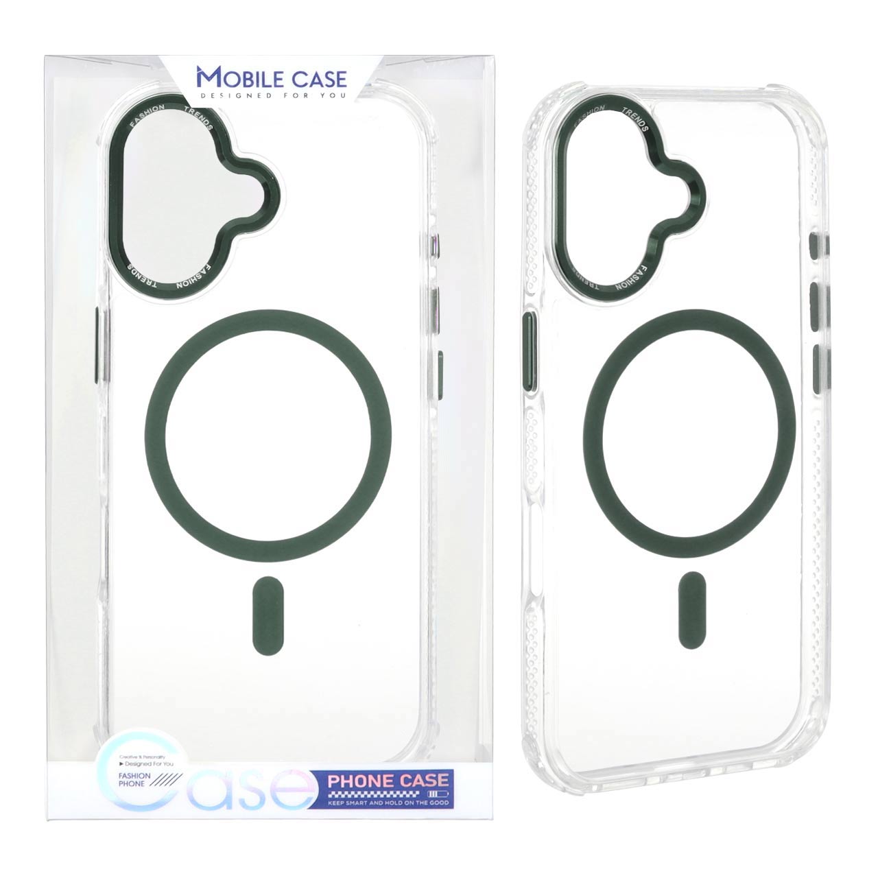 قاب اورجینال Fashion Trends شفاف پشت سخت MagSafe مدل Apple iPhone 16 - سبز (پک دار)