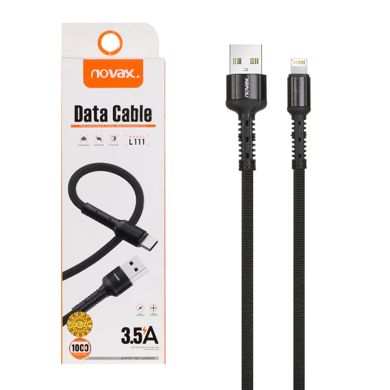 کابل شارژ فست آیفون Novax مدل L111 - مشکی