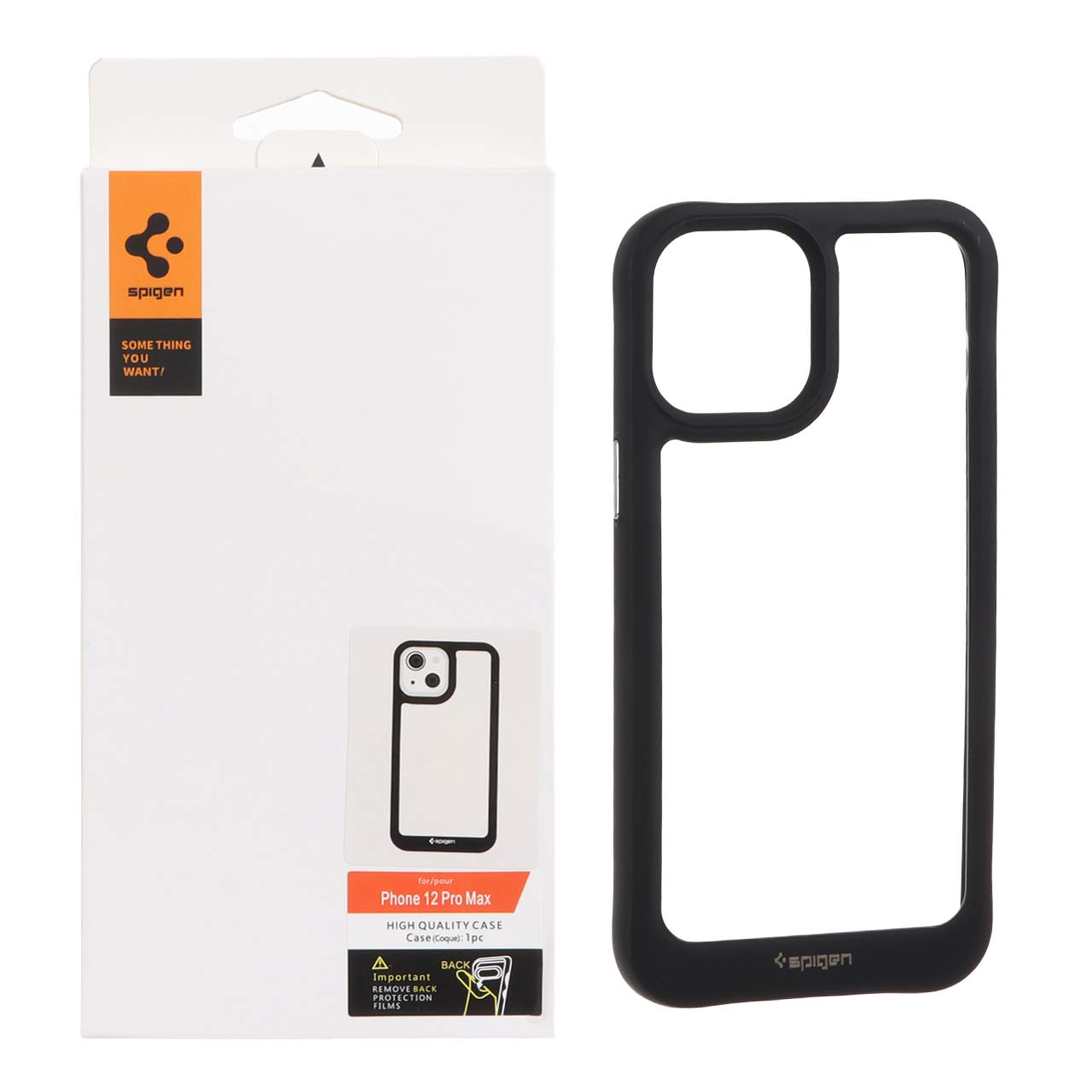 قاب اورجینال Spigen مدل Apple iPhone 12 Pro Max - شفاف مشکی