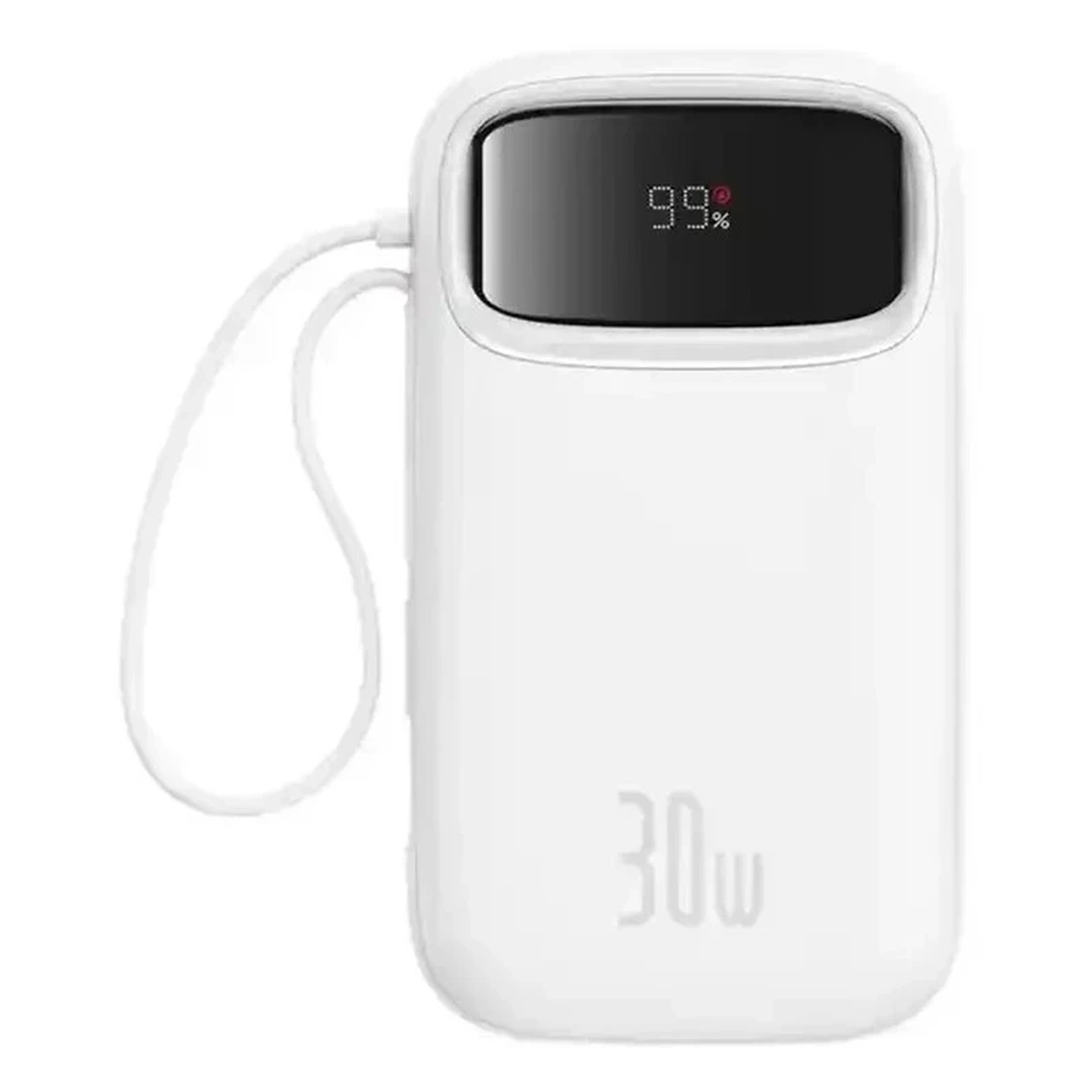 پاوربانک (فست شارژ) Baseus 10000mAh مدل Qpow 2 30W - سفید (گارانتی 24 ماهه آونگ)