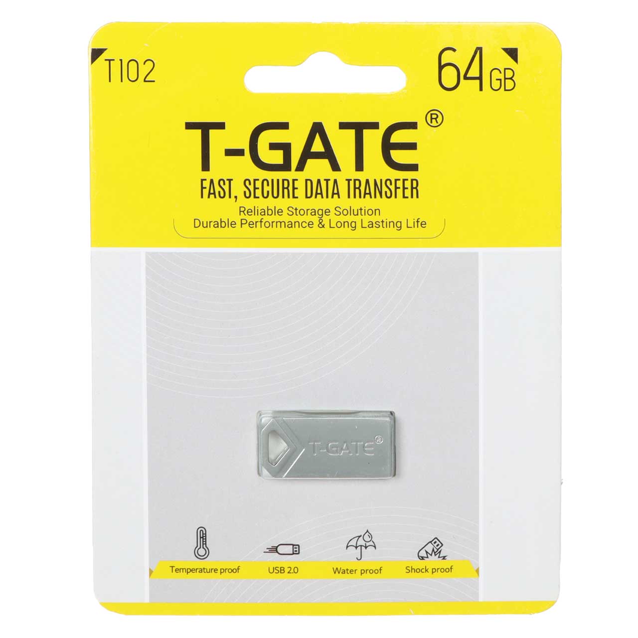 T-GATE T102 USB2.0 Flash Memory - 64GB - نقره ای (گارانتی آسان سرویس)