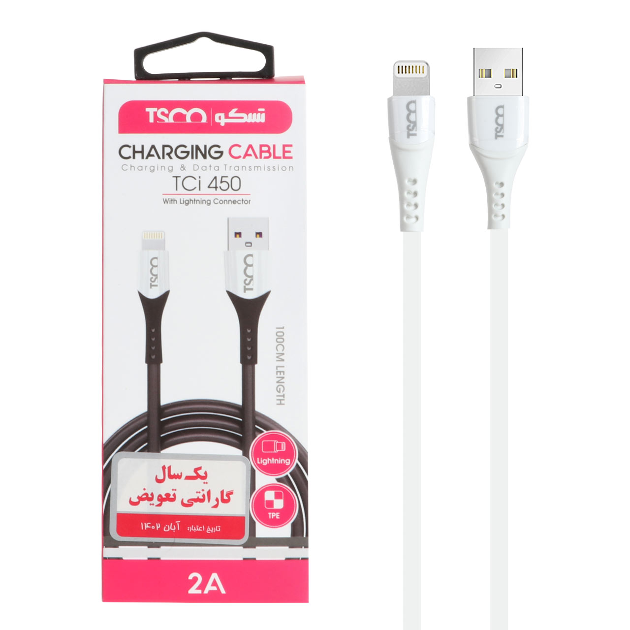 کابل شارژ و دیتا آیفون Tsco مدل TCI 450 - سفید