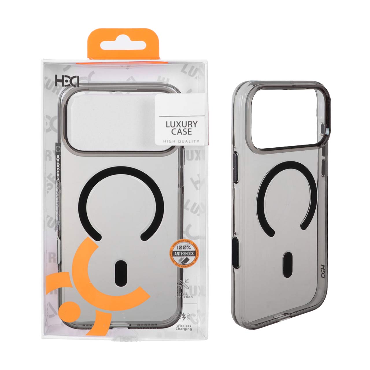 قاب اورجینال HDD شفاف کریستالی MagSafe مدل Apple iPhone 17 Pro Max - مشکی (پک دار)