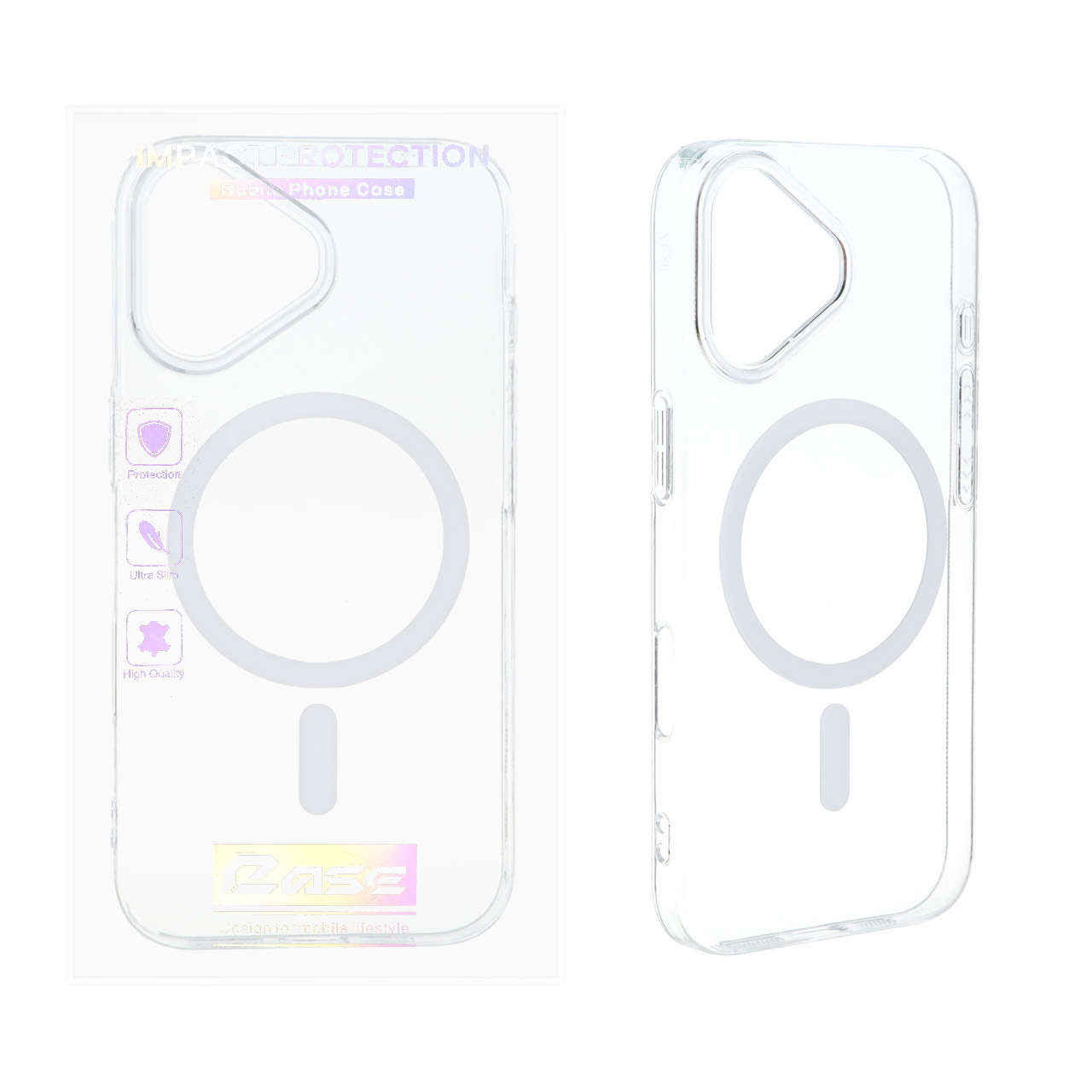 قاب اورجینال کریستالی دو رنگ Magsafe مدل Apple iPhone 17 - سفید (پک دار)