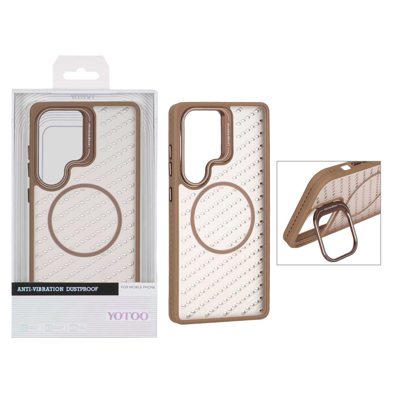 قاب اورجینال Yotoo مات MagSafe استندشو Samsung Galaxy S25 Ultra - نسکافه ای (پک دار) - NTC