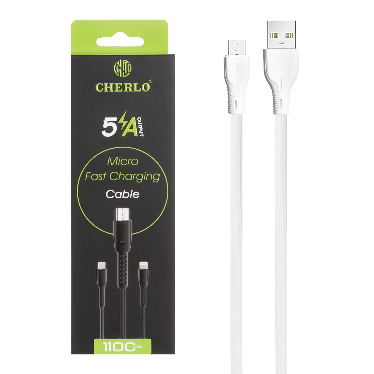 کابل شارژ 1.1 متری فست اندروید CHERLO مدل CH-V809 - سفید - SMO