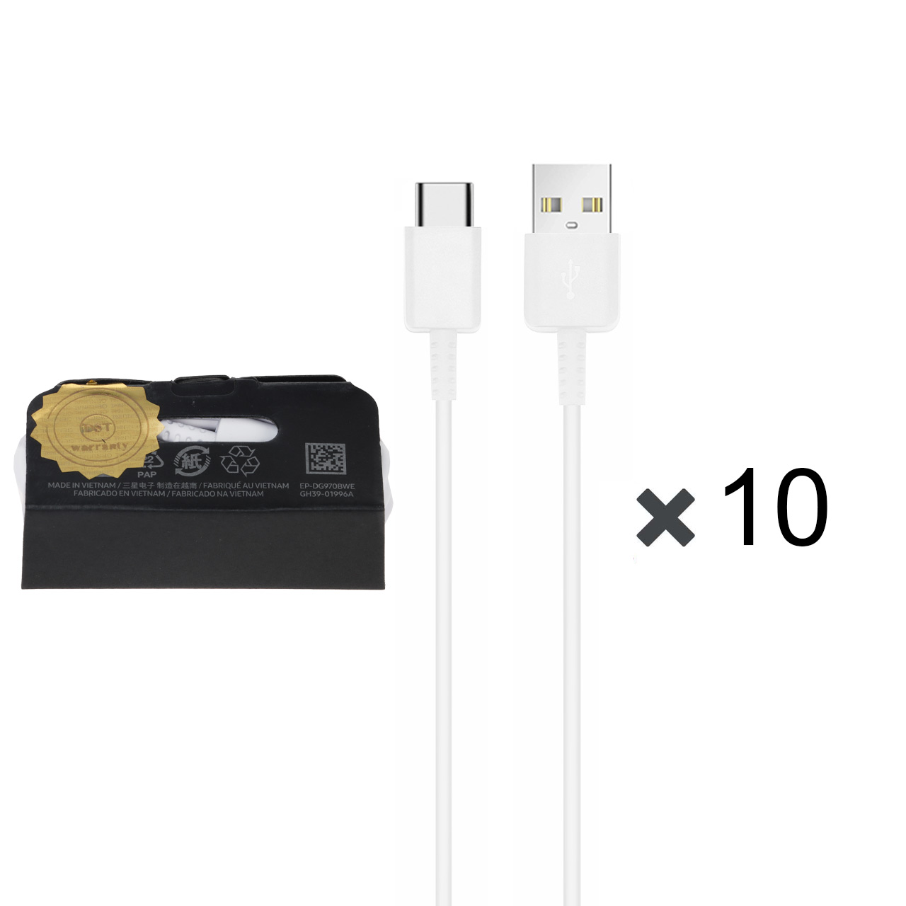 پک 10 عددی کابل شارژ SAMSUNG Type-C مدل S10 - سفید -  DST (گارانتی شش ماهه)- درجه یک