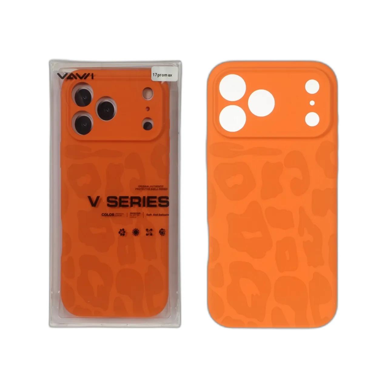 قاب سیلیکونی پاک کنی اورجینال درجه یک پلنگی VAWI مدل Apple iPhone 17 Pro Max - نارنجی (پک دار) - MPS