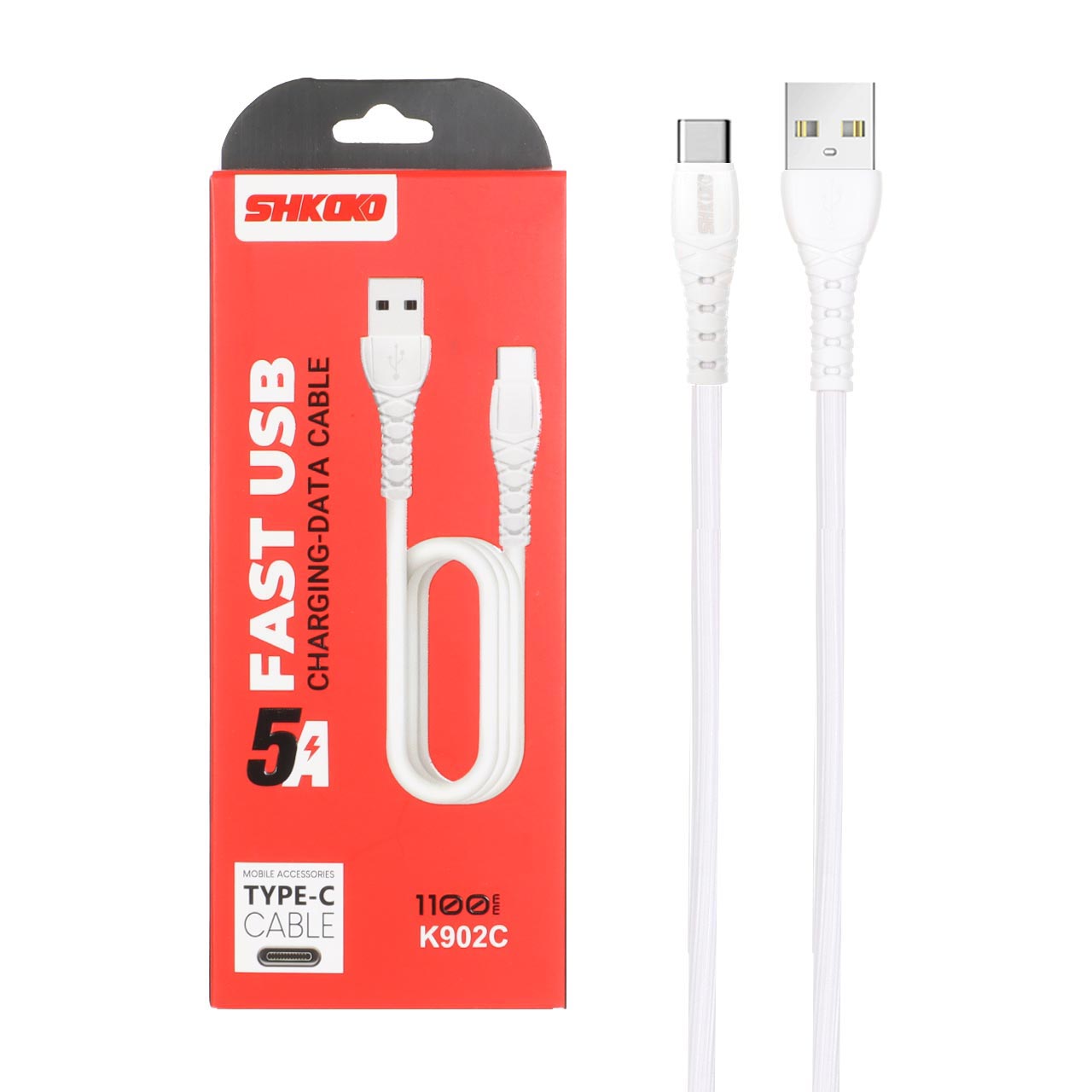 کابل شارژ 1.1 متری فست Shkoko Type-C مدل K902C - سفید - SMO