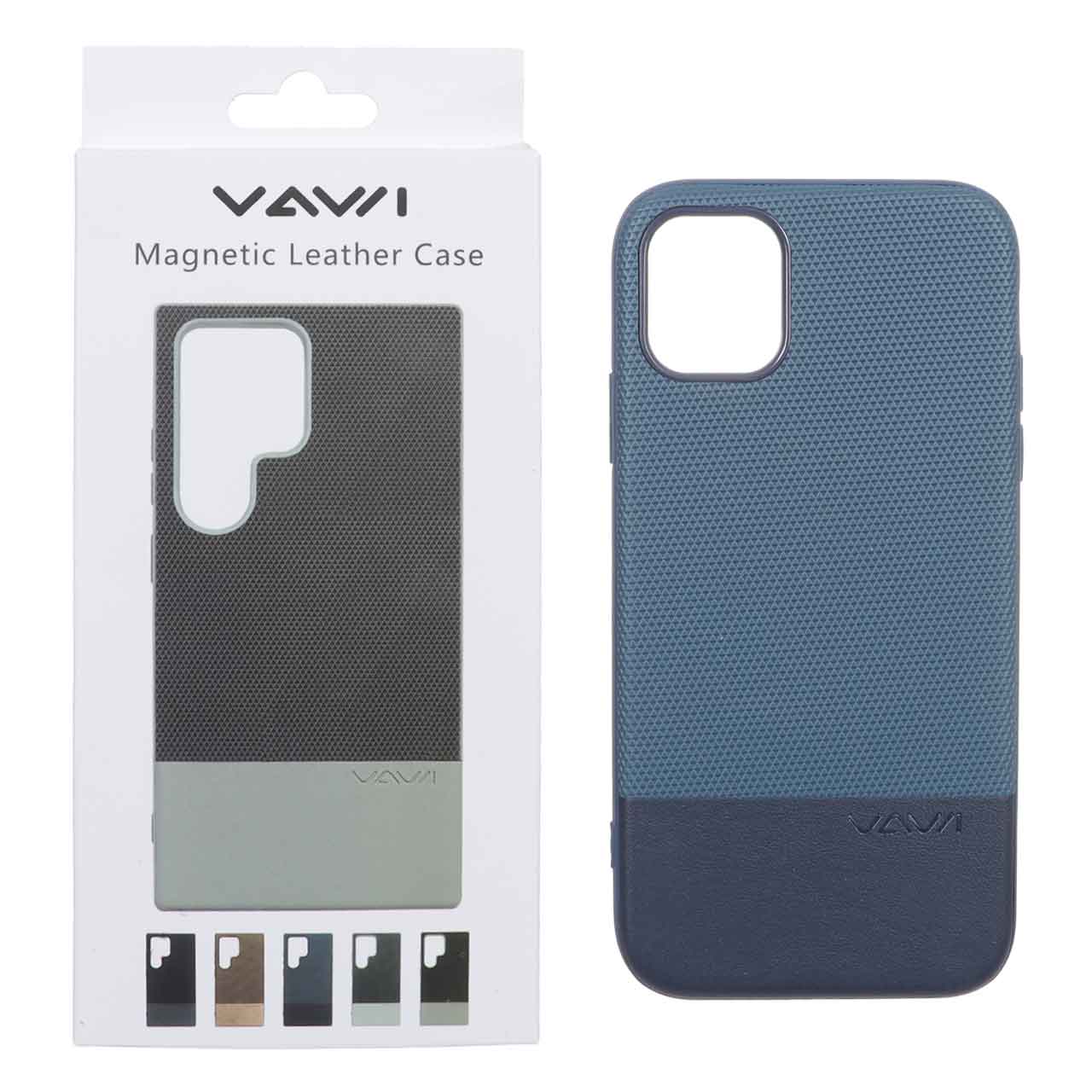 قاب Vawi چرمی دو تکه MagSafe مدل Apple iPhone 11 - سرمه ای (پک دار)