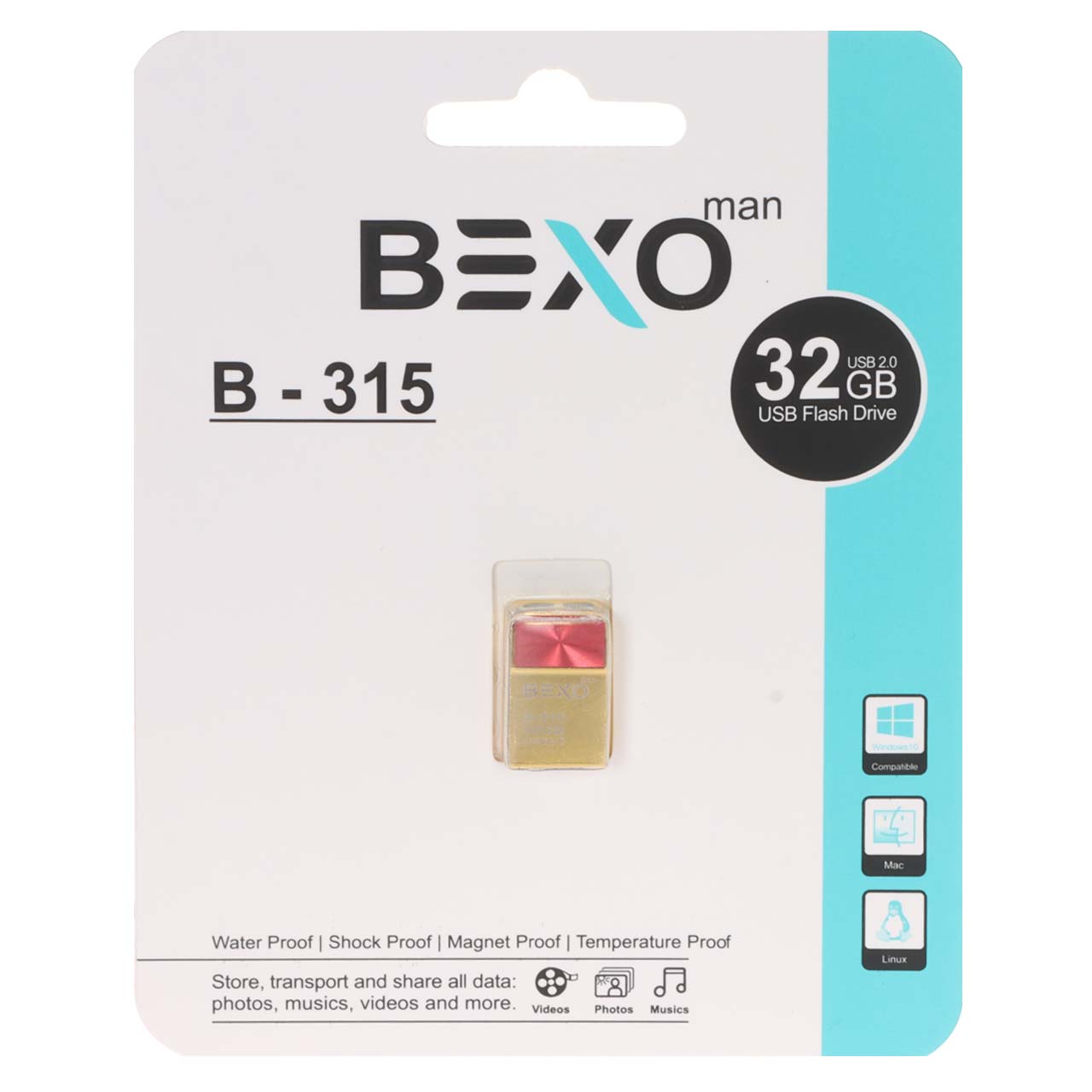 BEXO B-315 USB2.0 Flash Memory - 32GB (گارانتی داده پردازی آواتک) طلایی