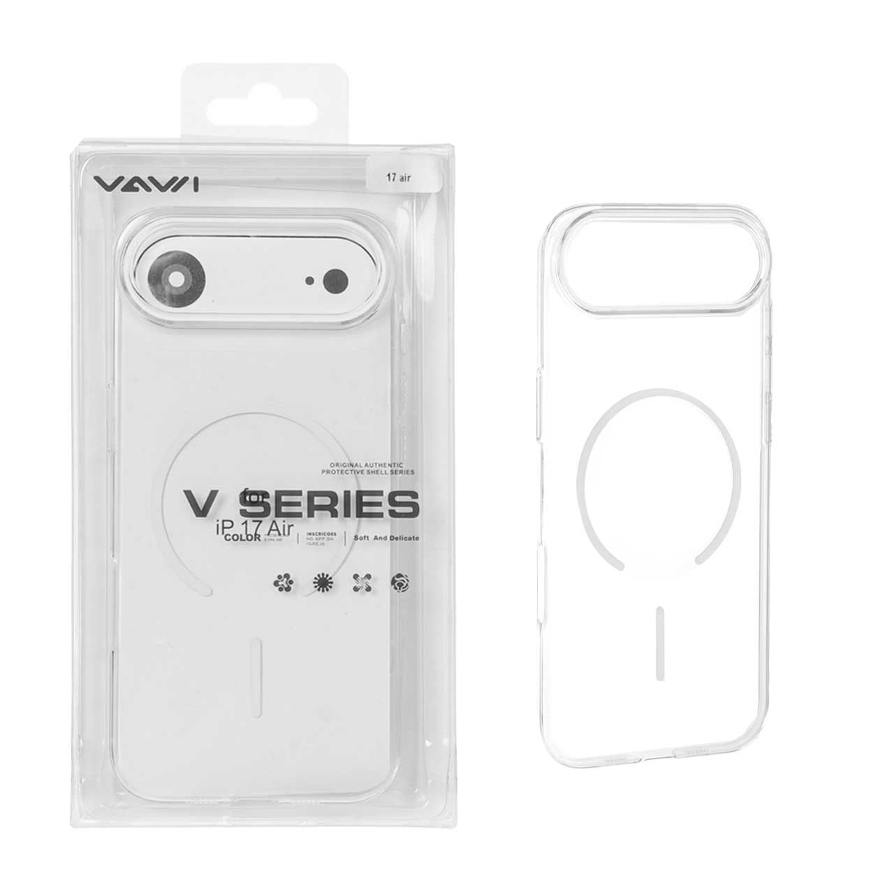 قاب اورجینال VAWI کریستالی MagSafe لنز فلزی Apple iPhone 17 Air - سفید (پک دار) - MPS