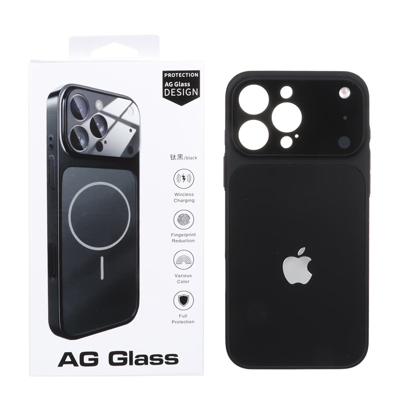 قاب اورجینال AG Glass محافظ لنز برجسته شیشه ای Apple iPhone 16 Pro Max - مشکی (پک دار)