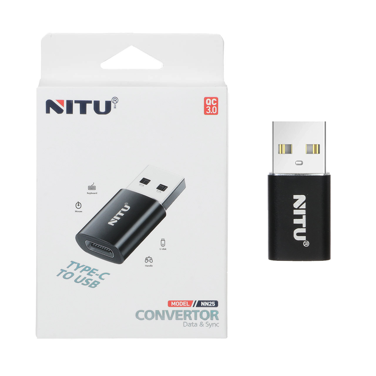 تبدیل NITU Type-C TO USB مدل NN25 - مشکی (گارانتی 18 ماه تعویض نیکان همراه)