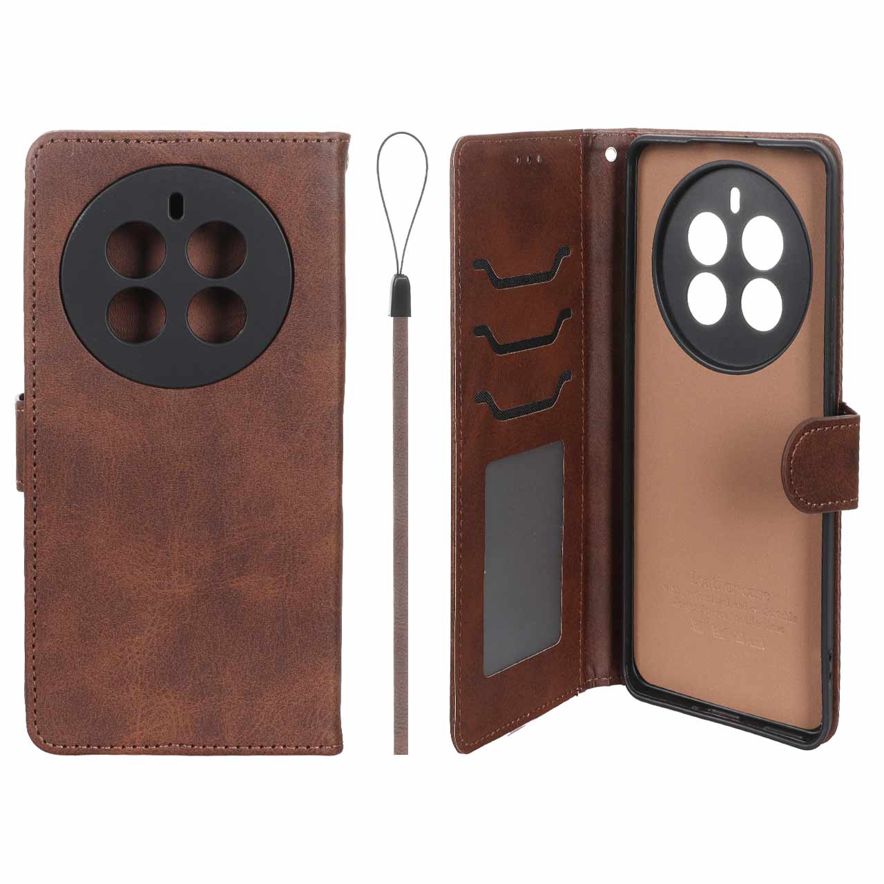 کیف موبایل مگنتی درجه یک داخل خز MNC Plus مدل Realme 12 Pro Plus - قهوه ای