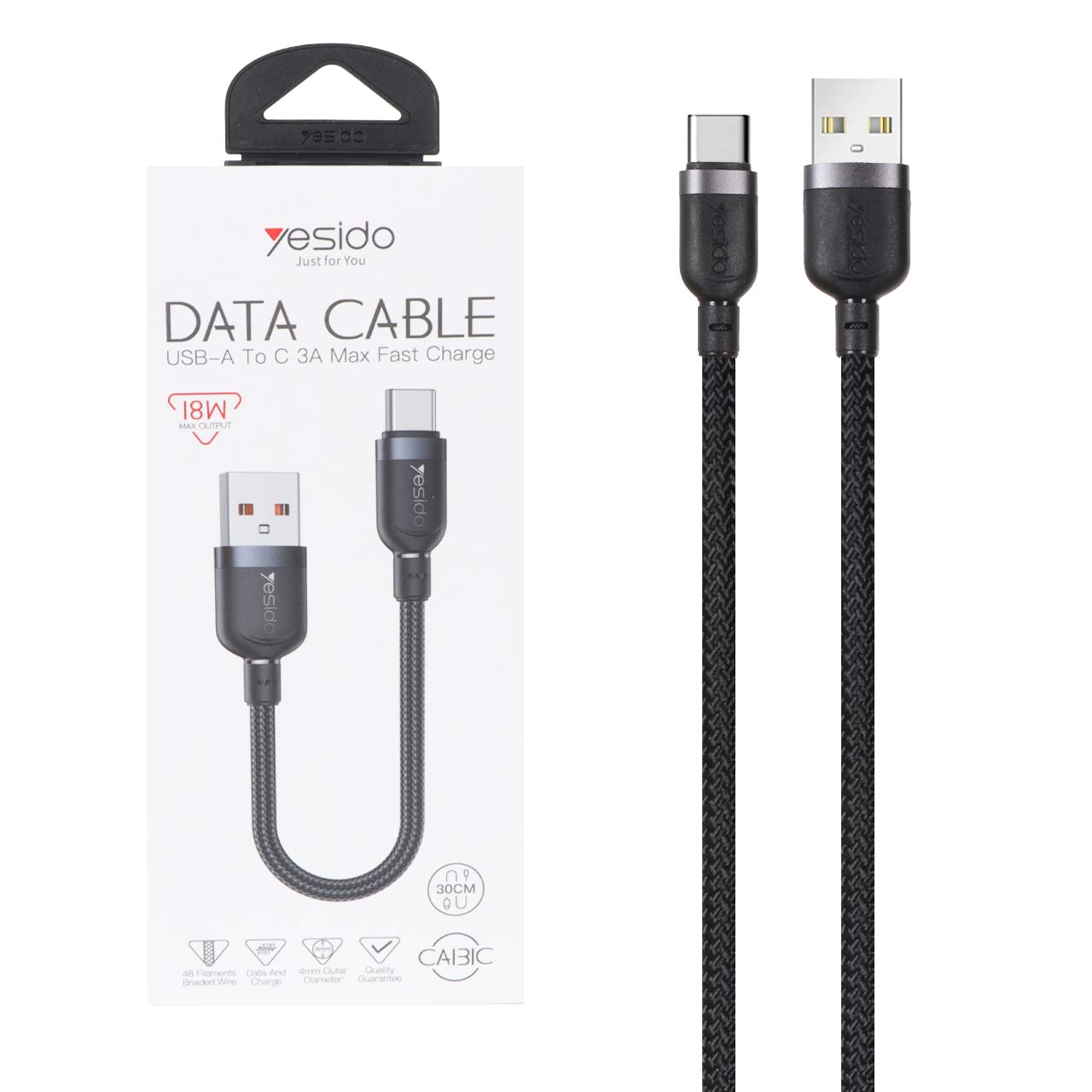 کابل شارژ فست پاوربانک Yesido Type-C مدل CA131C 18W - مشکی (گارانتی 12 ماه تعویض نیکان همراه)