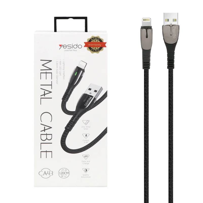 کابل شارژ yesido Data Cable-CA43 iOS -مشکی