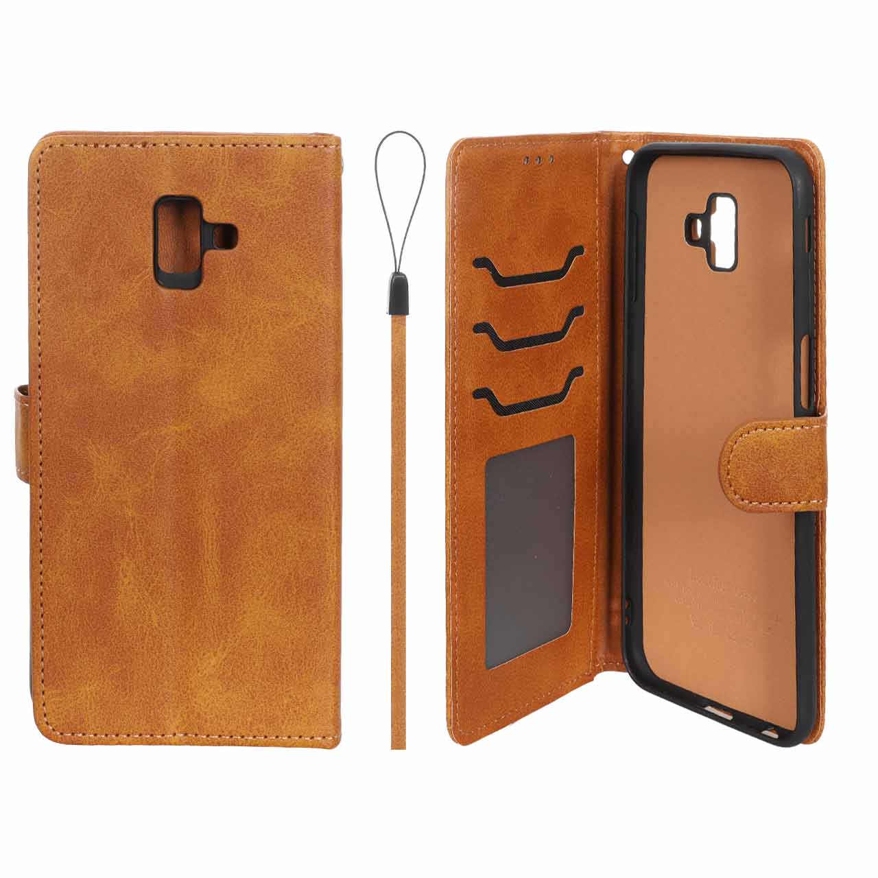 کیف موبایل مگنتی درجه یک داخل خز MNC Plus مدل Samsung Galaxy J6 Plus / J610 - عسلی