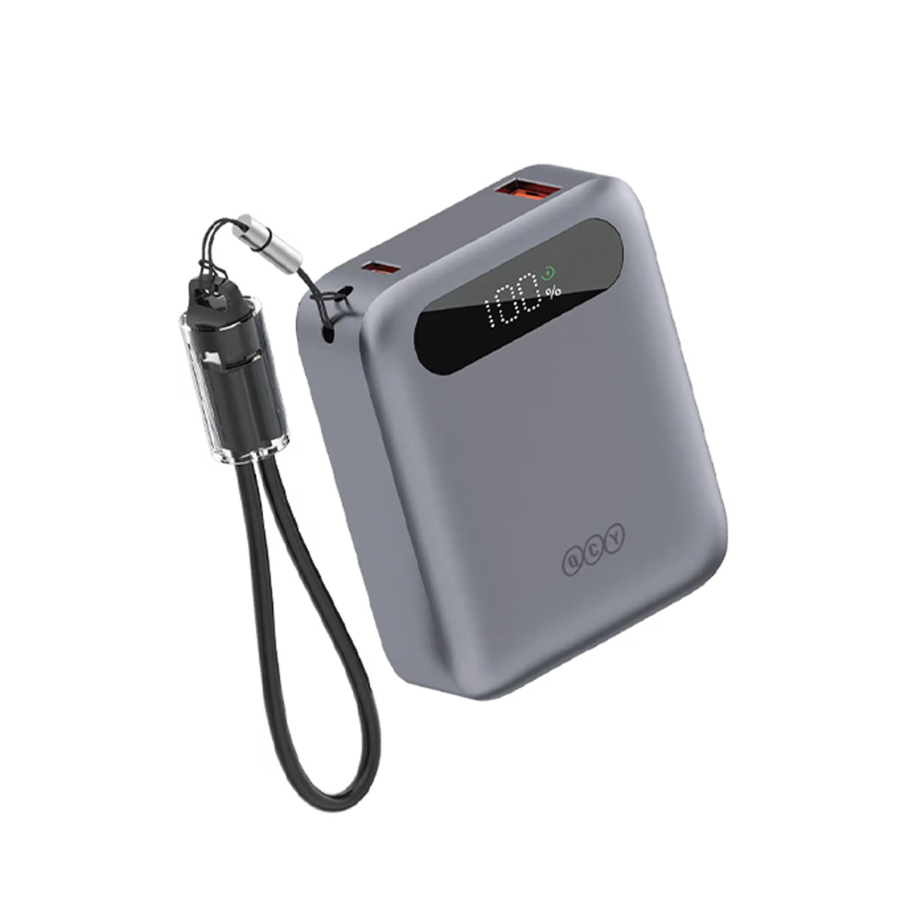 پاوربانک فست شارژ QCY 10000mAh مدل PB10D 22.5W - نقره ای (گارانتی 18 ماهه شرکتی)