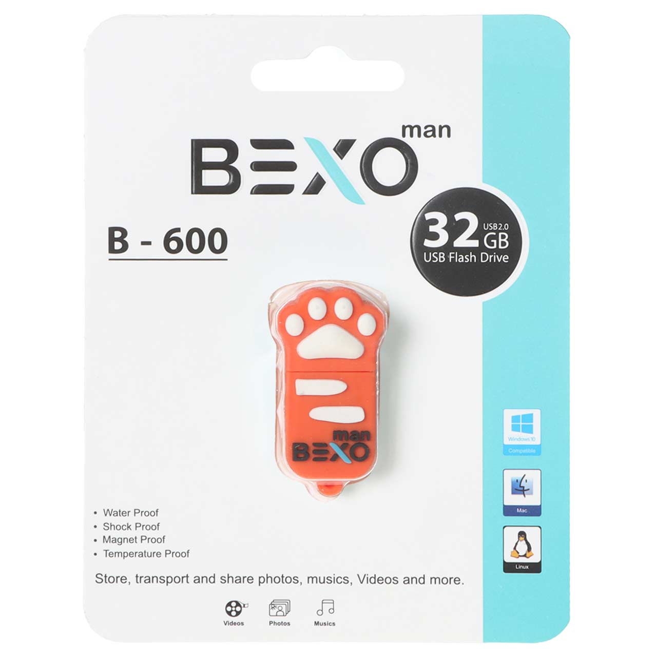 BEXO B-600 USB2.0 Flash Memory - 32GB (گارانتی داده پردازی آواتک) نارنجی