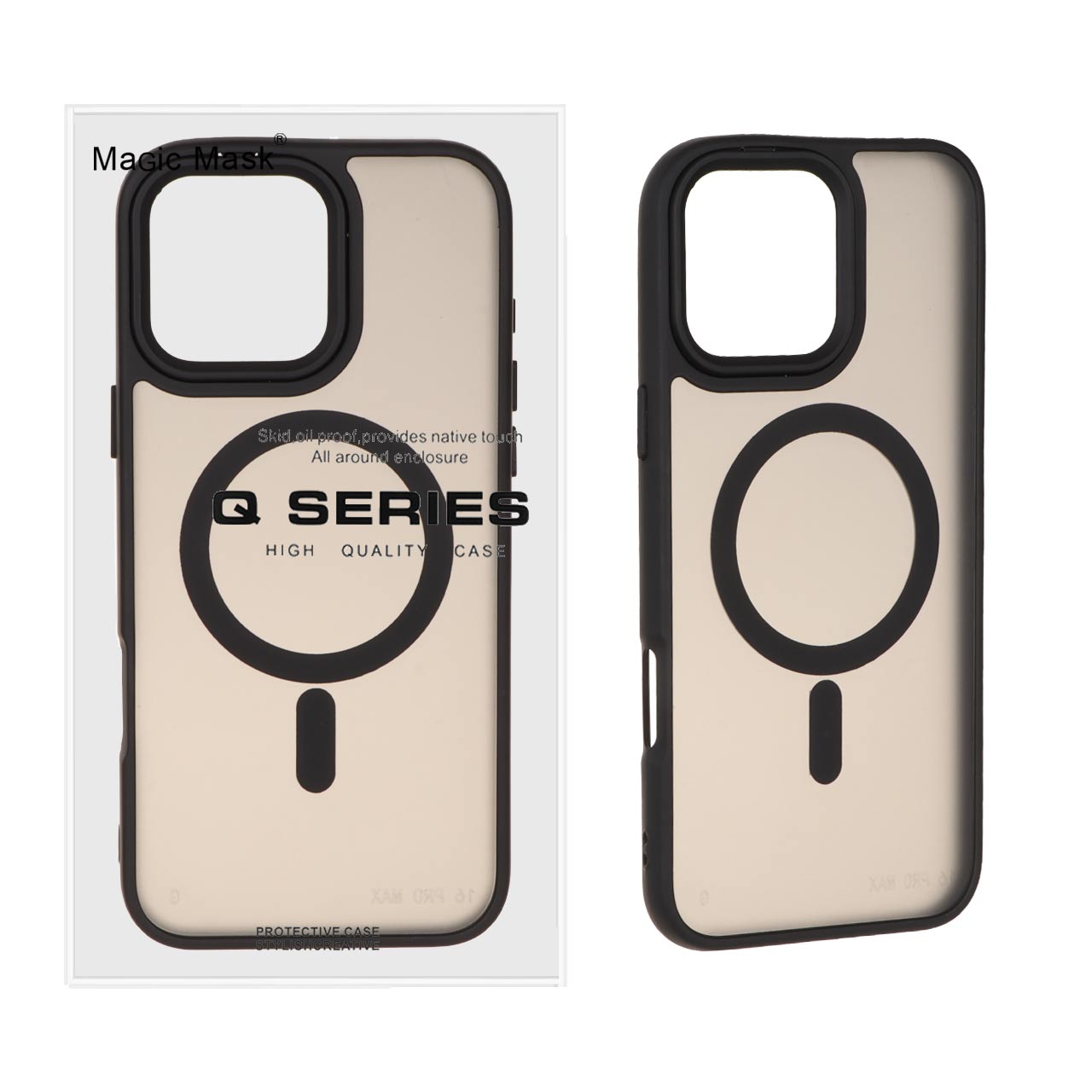 قاب اورجینال Magic Mask مات Magsafe بلک لنز Apple iPhone 16 Pro Max - مشکی (پک دار)