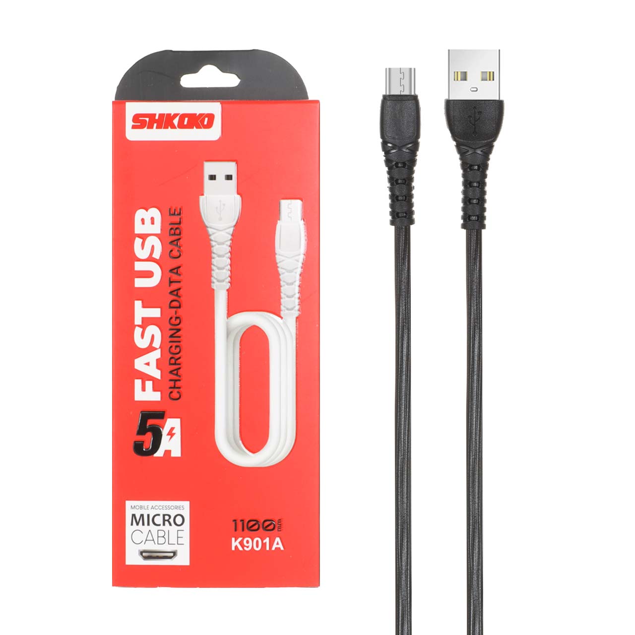 کابل شارژ 1.1 متری فست اندروید Shkoko مدل K901A - مشکی - SMO