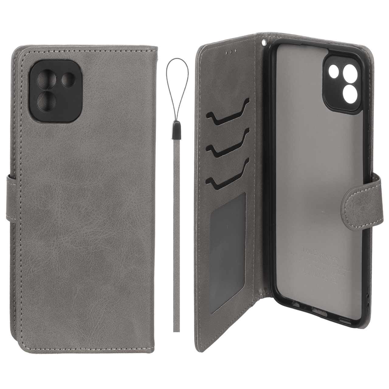 کیف موبایل مگنتی درجه یک داخل خز MNC Plus مدل Samsung Galaxy A03 - خاکستری