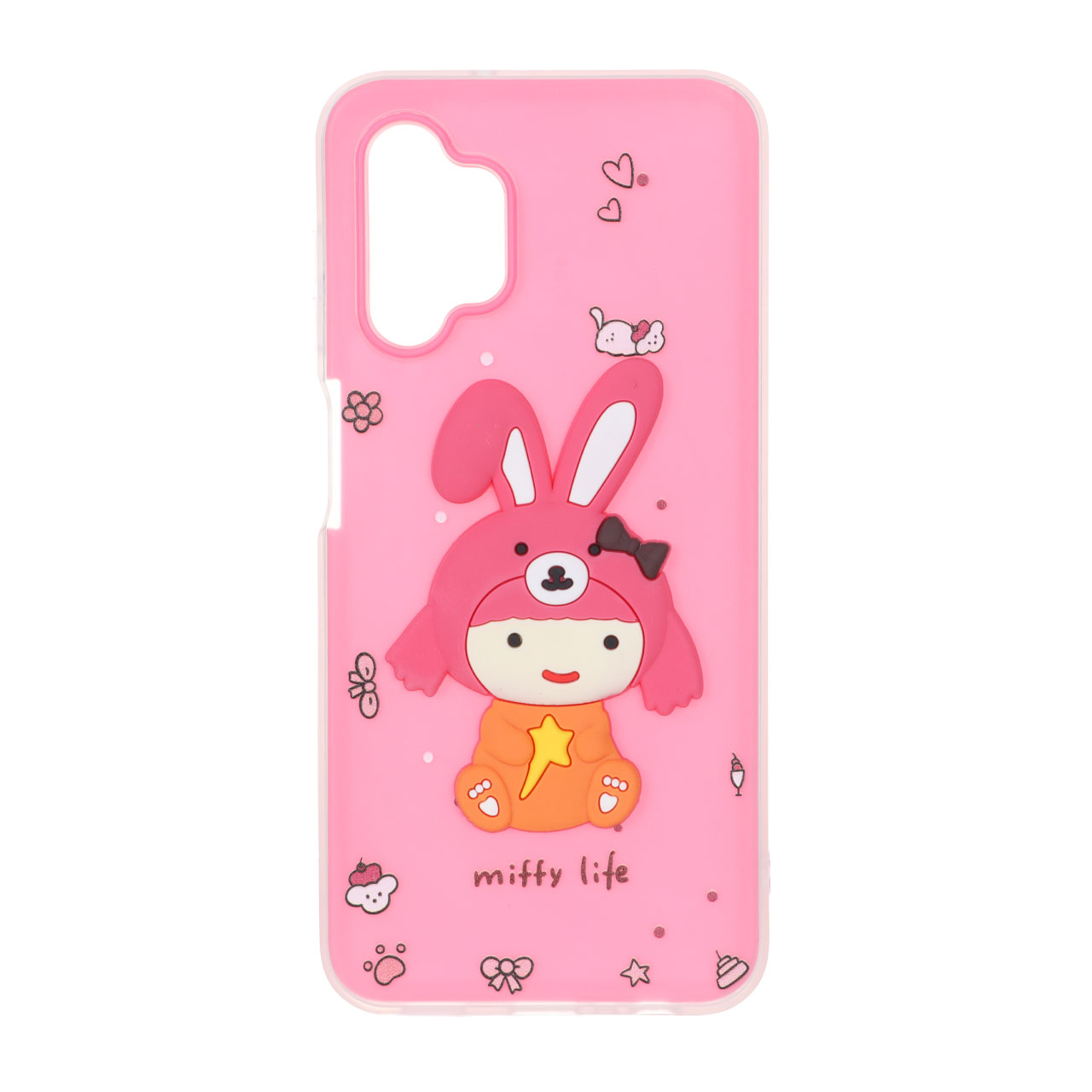 قاب دو لایه مات عروسک برجسته Samsung Galaxy A13 4G / A13 5G / A04s / M13 4G / M23 / F13 - صورتی فانتزی