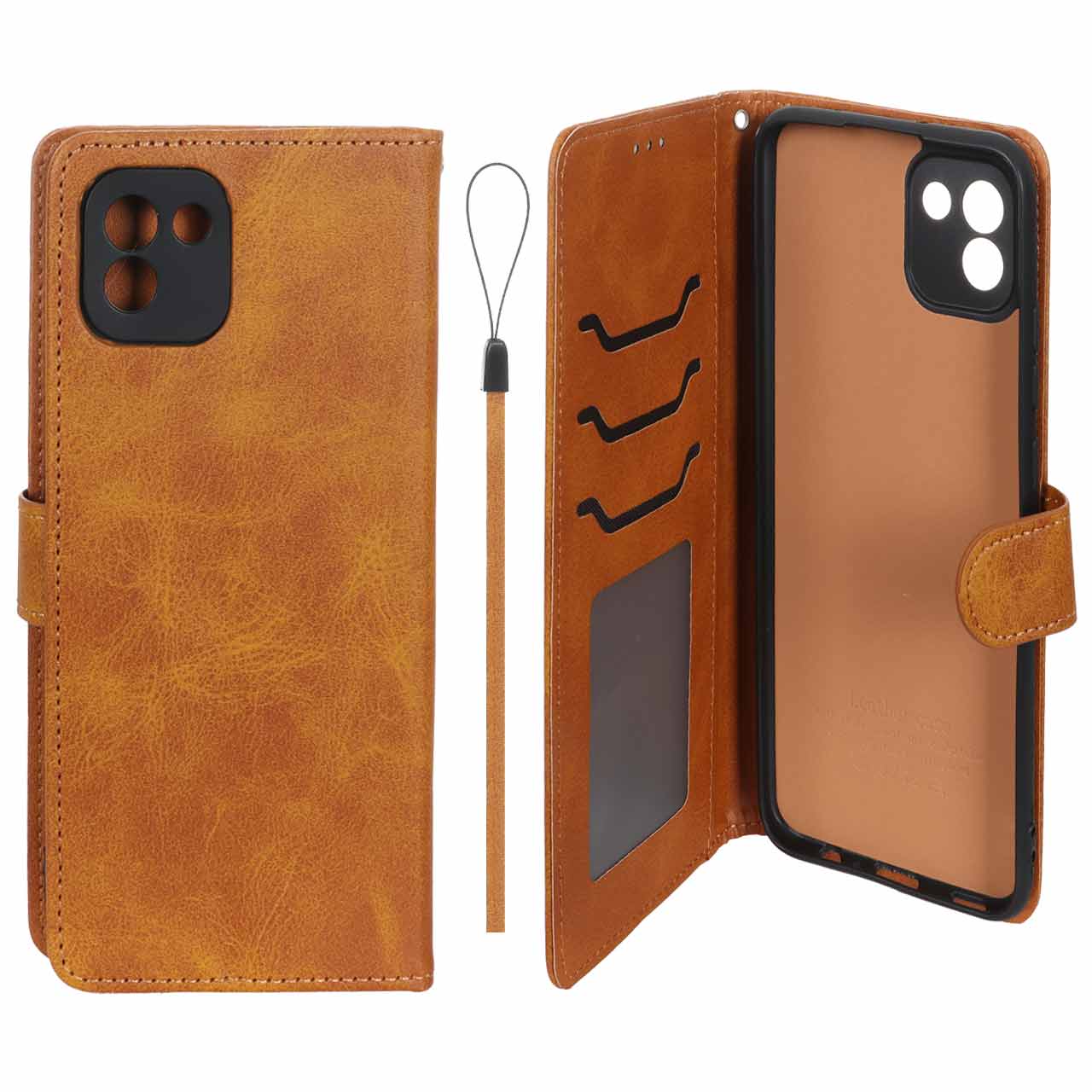 کیف موبایل مگنتی درجه یک داخل خز MNC Plus مدل Samsung Galaxy A03 - عسلی