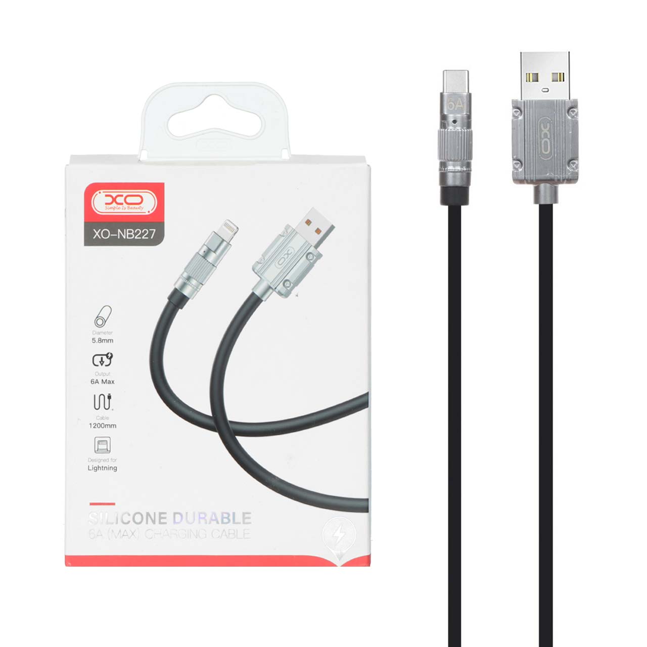کابل شارژ فست 1.2 متری آیفون XO مدل XO-NB227 - مشکی