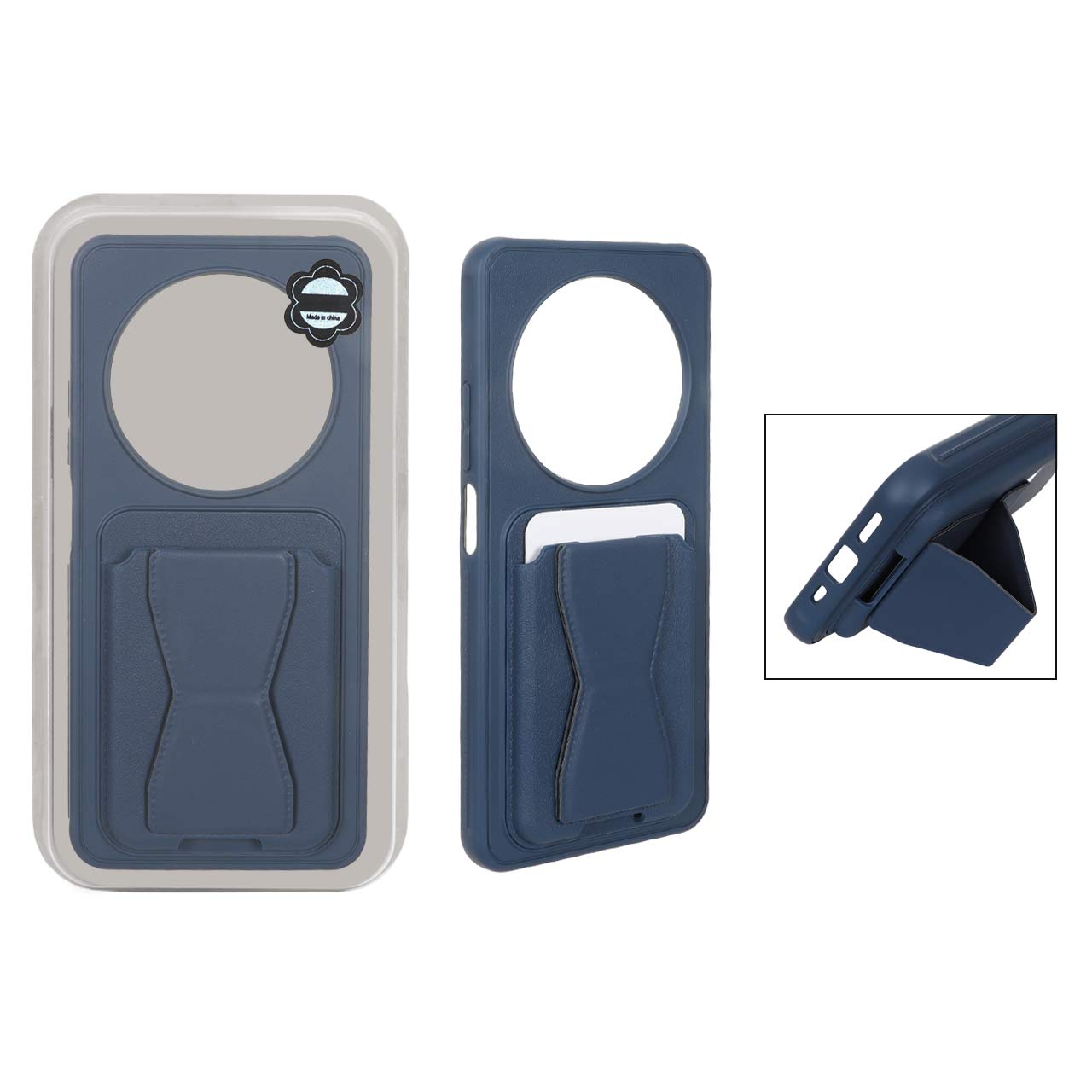 قاب چرمی Magsafe جاکارتی استندشو مگنتی Xiaomi Redmi 14C / Redmi A4 / Poco C75 - سرمه ای (پک دار) - MPS