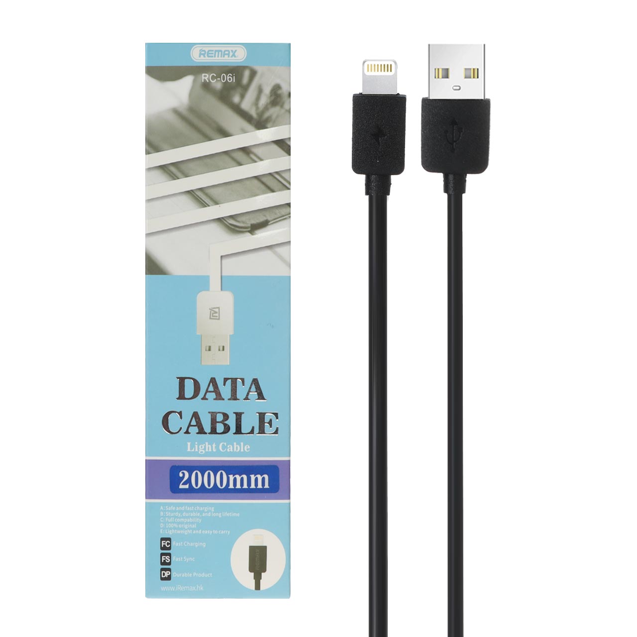 کابل شارژ فست 2 متری آیفون Remax مدل RC-06i - مشکی