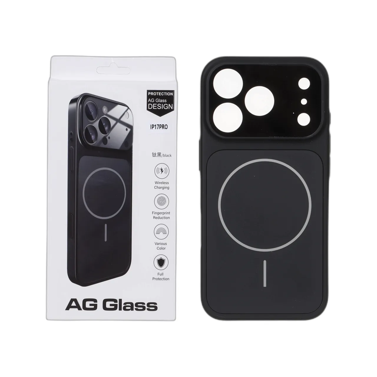 قاب اورجینال AG Glass محافظ لنز برجسته شیشه ای Magsafe مدل Apple iPhone 17 Pro - مشکی