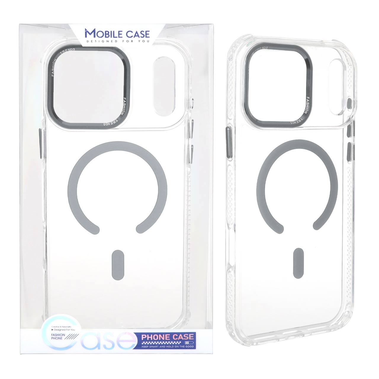 قاب اورجینال Fashion Trends شفاف پشت سخت MagSafe مدل Apple iPhone 17 Pro - خاکستری (پک دار)