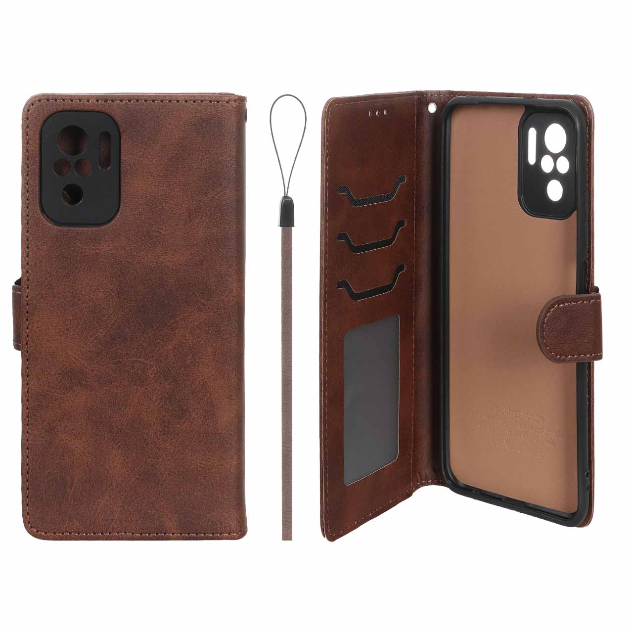 کیف موبایل مگنتی درجه یک داخل خز MNC Plus مدل Xiaomi Redmi Note 10 4G / Redmi Note 10S / Poco M5S - قهوه ای