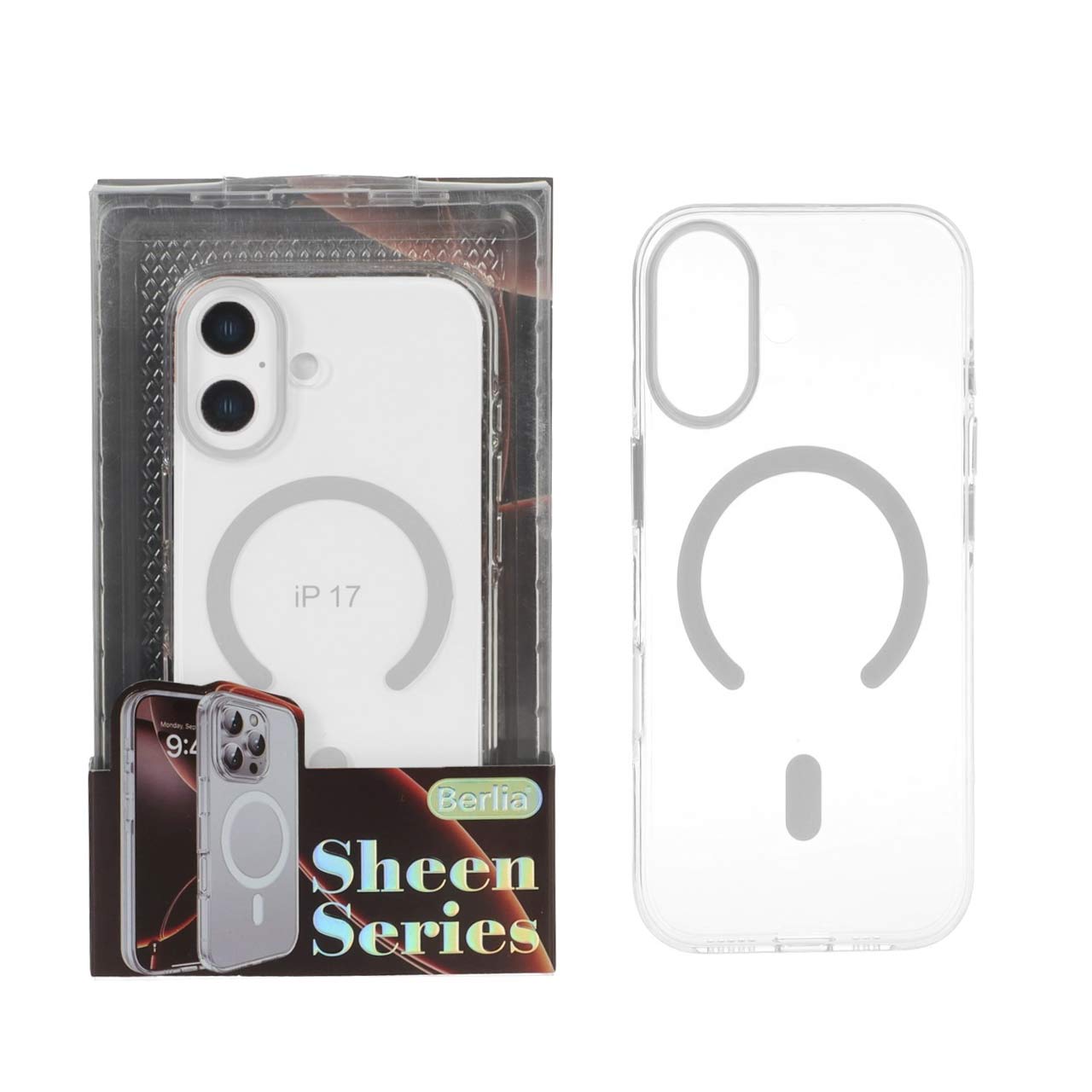 قاب اورجینال Berlia کریستالی MagSafe مدل Apple iPhone 17 - سفید (پک دار)
